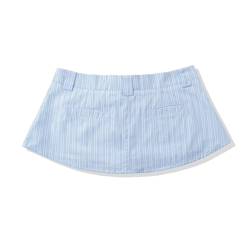 Summer Women  Vertical Stripe Mini Skirt Low Waist  A‑Line Short Skirt Y2K Preppy Street Bottoms