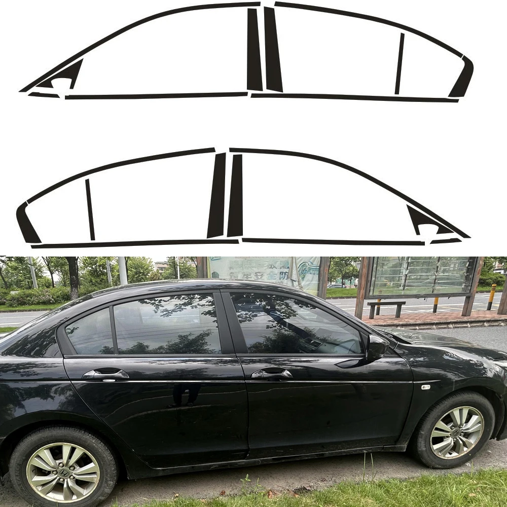 

Chrome Delete Window Trim Sticker For Honda Accord 2008-2013 Glossy/Forged Carbon Fiber Black Exterior Decal