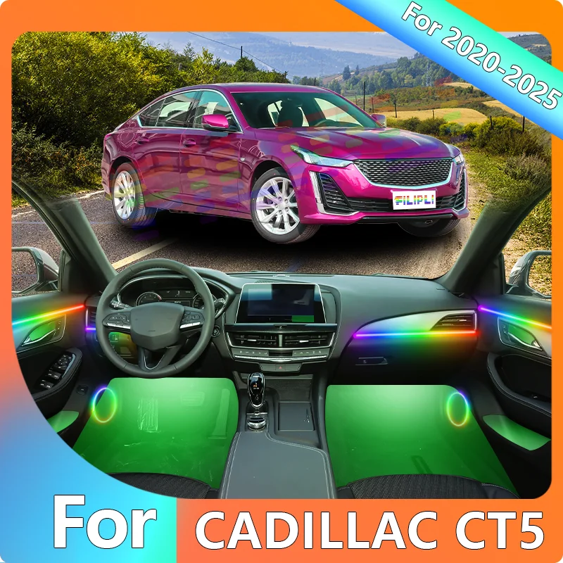 

FILIPLI для CADILLAC CT5 2020-2023 DIY умная многоцветная RGB автомобильная самоклеящаяся светодиодная лента с управлением через Bluetooth