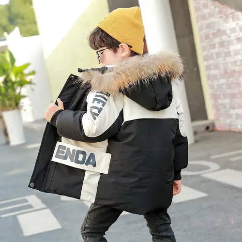 남아용 모피 칼라 후드 코튼 재킷, 두꺼운 벨벳, 따뜻한 아기 코트, 생일 선물, 2-8 세 아동복, 겨울 신상