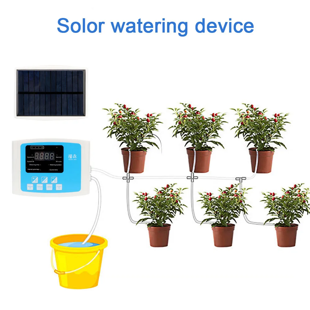 

Solar Energy Drip Irrigation System USB Charging 1/2 Pump Automatic Watering Device Voice Prompts Garden Self-Watering Kit