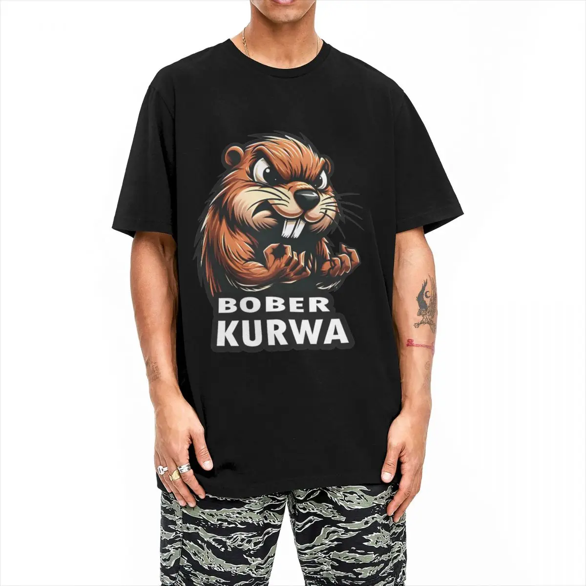 Men T-Shirt Bober Kurwa T-Shirts Harajuku kurva Summer Tees Streetwear Custom DIY Pure Cotton Clothing Plus Size