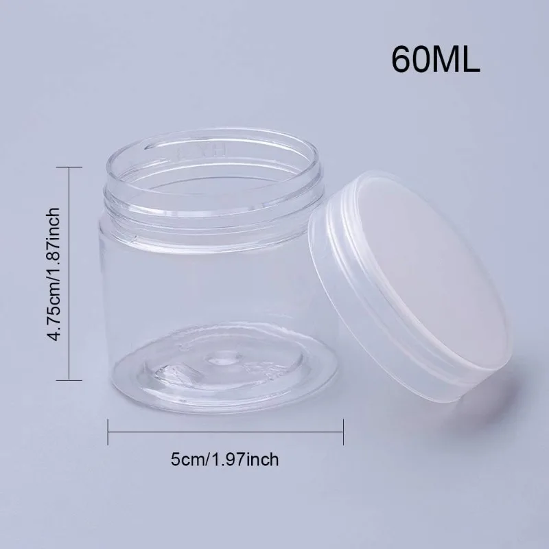 20 Pack 2oz PET Plastic Round Container Jars with Clear Lids and and Leakproof Gasket for Beads Crafts Body Scrub Creams