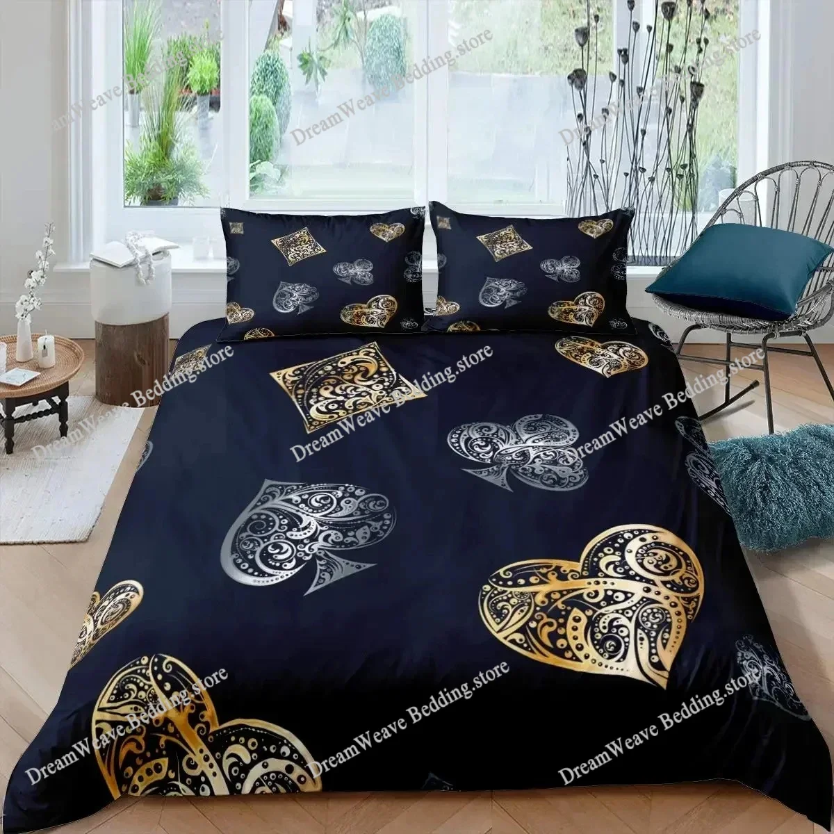 poker-king-queen-duvet-cover-modern-card-game-bedding-set-gamer-playing-comforter-cover-gambling-athletics-polyester-quilt-cover