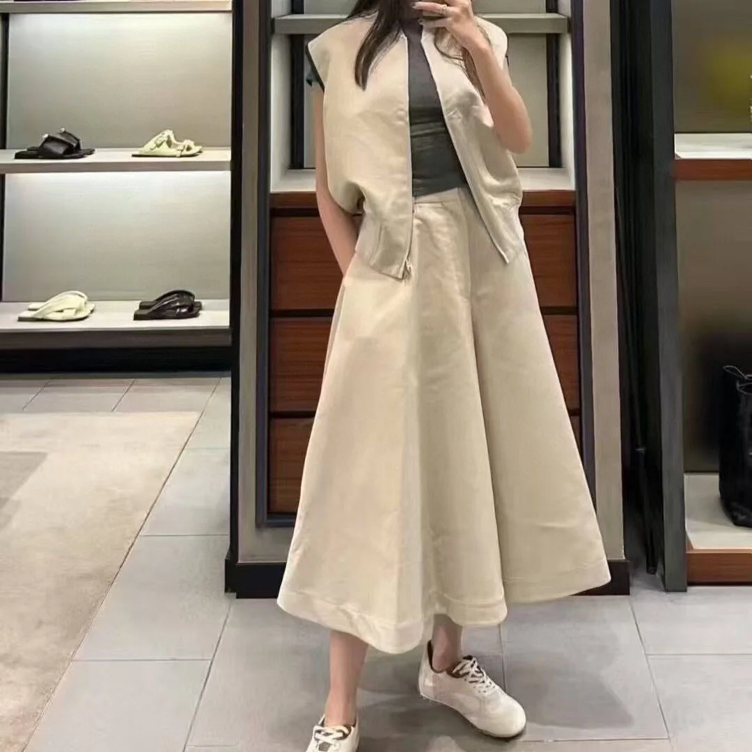 Old Money Style Loose A-line Skirts Style Pants Women New Autumn High Waist Solid Color Elegant Casual Ankle Length Trousers