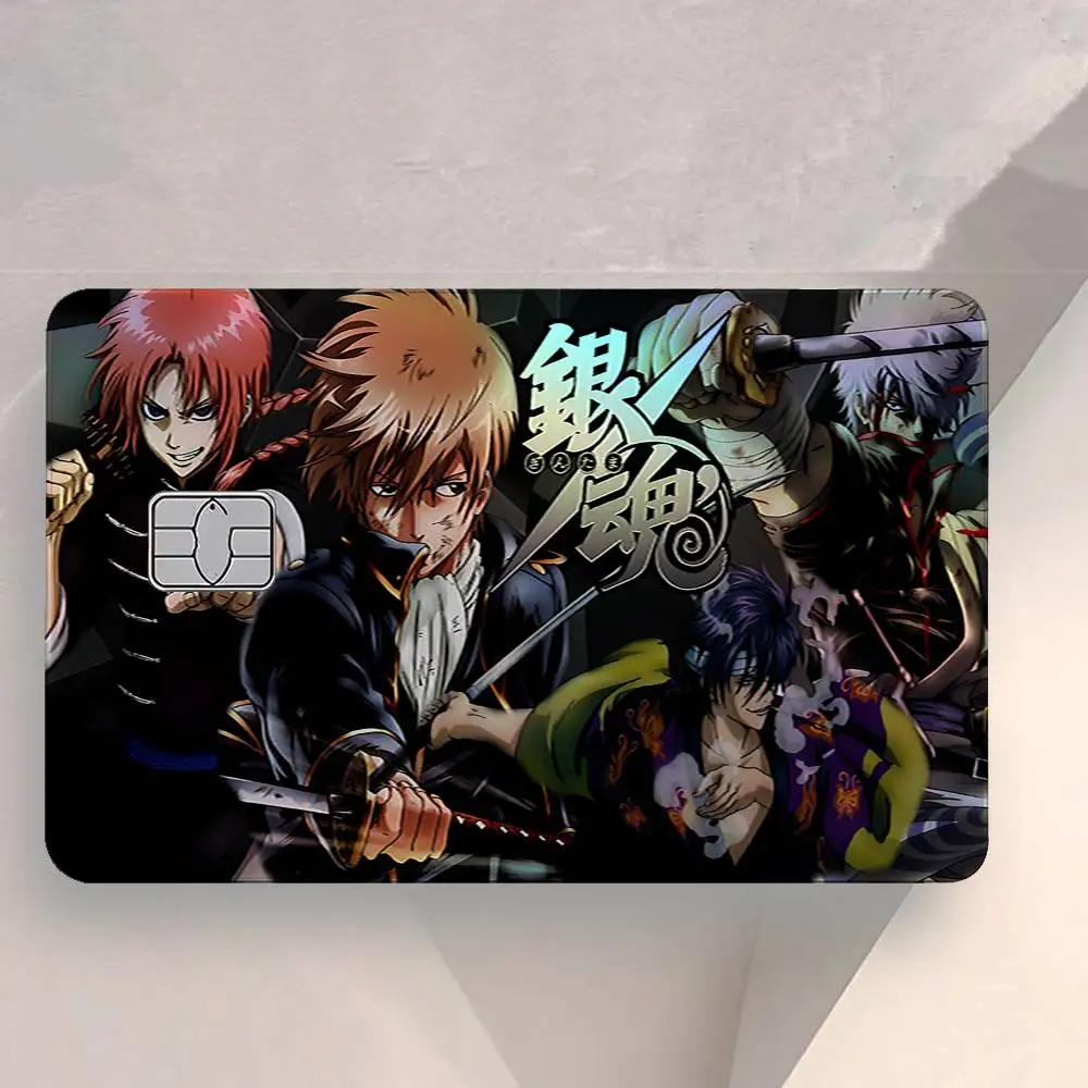 Gintama 4Pcs/Set Holographic Laser Credit Card Stickers Iridescent Waterproo Fits All Standard Bank Cards