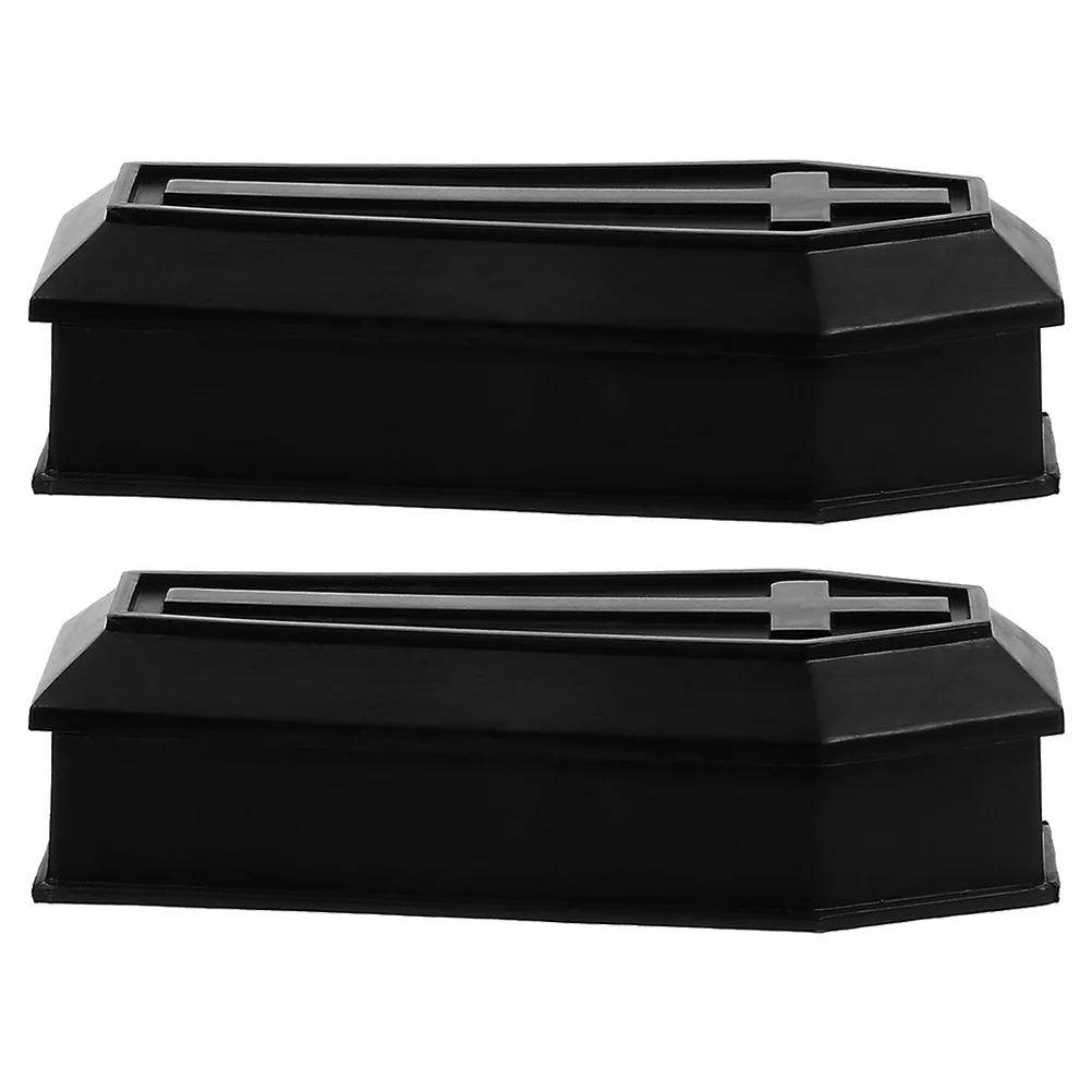 

2 Pcs Simulation Coffin Halloween Decor Prop Adornment Dollhouse Accessories Small Ornament Pvc