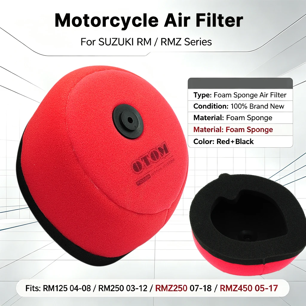 Motorcycle Foam Sponge Air Filter Cleaner For SUZUKI RM125 04-08 RM250 03-12 RMZ250 07-18 RMZ450 05-17 washable sponge reusable