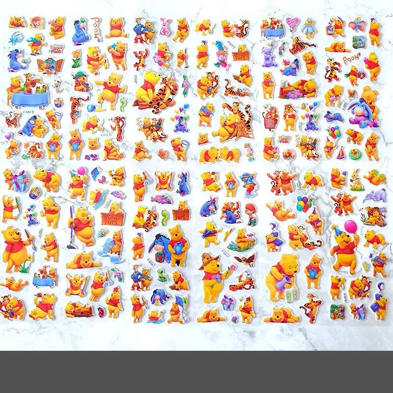 6 stücke/12 stücke 3D Cartoon Winnie The Pooh Scrapbooking Blase PVC DIY Aufkleber Spielzeug Party Aufkleber Mädchen Jungen kinder Geschenke