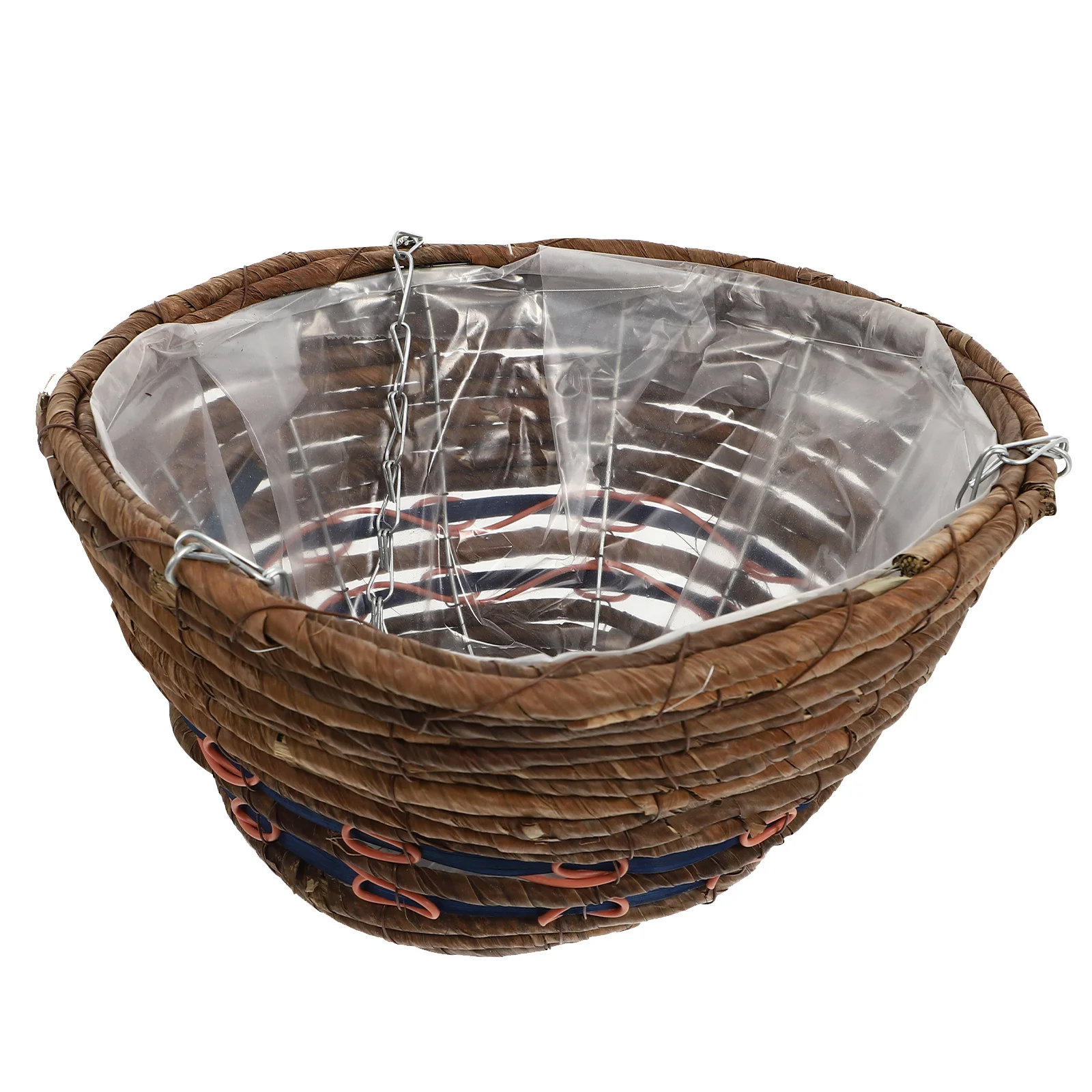 

1Pcs Round Willow Woven Hanging Flower Basket Natural Materials Storage Basket Home Decor Metal Chains Home Decor