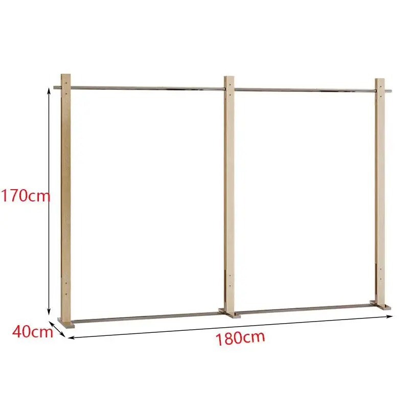 Large Size Minimalism Wood Clothing Store Display Rack Korea Style Stainless Steel Floor Standing Shelves for Women's Apparel