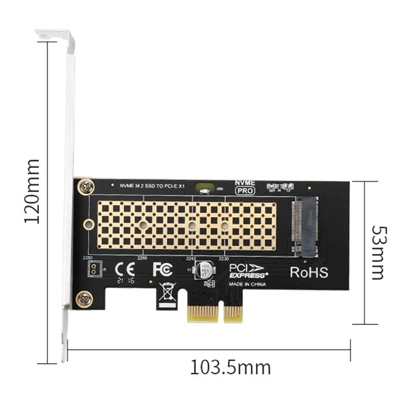 M2 NVME Riser Card M2 NVME To Pcie X1 Riser Card M2 Solid State Drive Expansion Card Driver-Free For WIN10