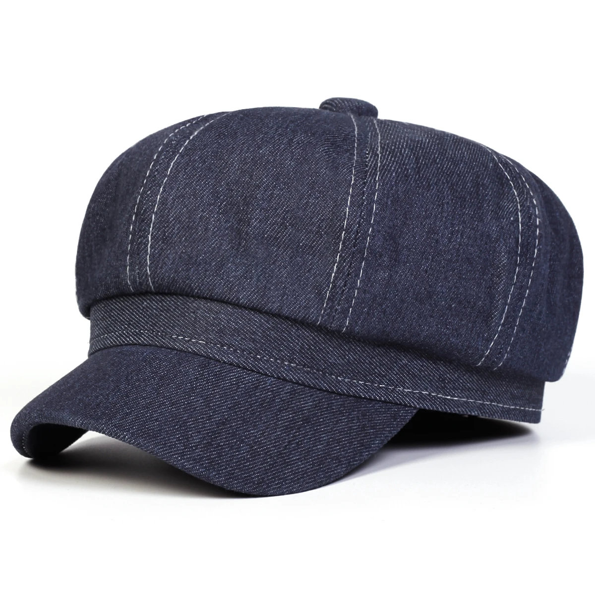 Unisex Washed Denim Newsboy Hat Spring and Autumn Retro Beret Hats Wild Casual Hats Octagonal Cap