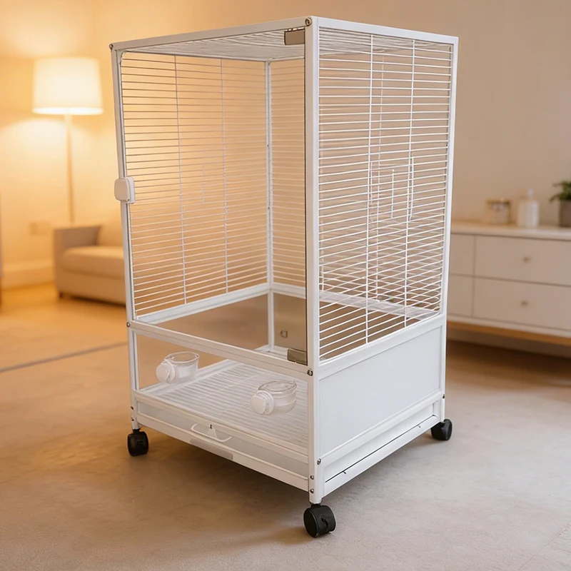 

Sale Portable Stainless Steel Glass Modern Classic Bird Cage for Outdoor Pet Bird Breeding Backyard