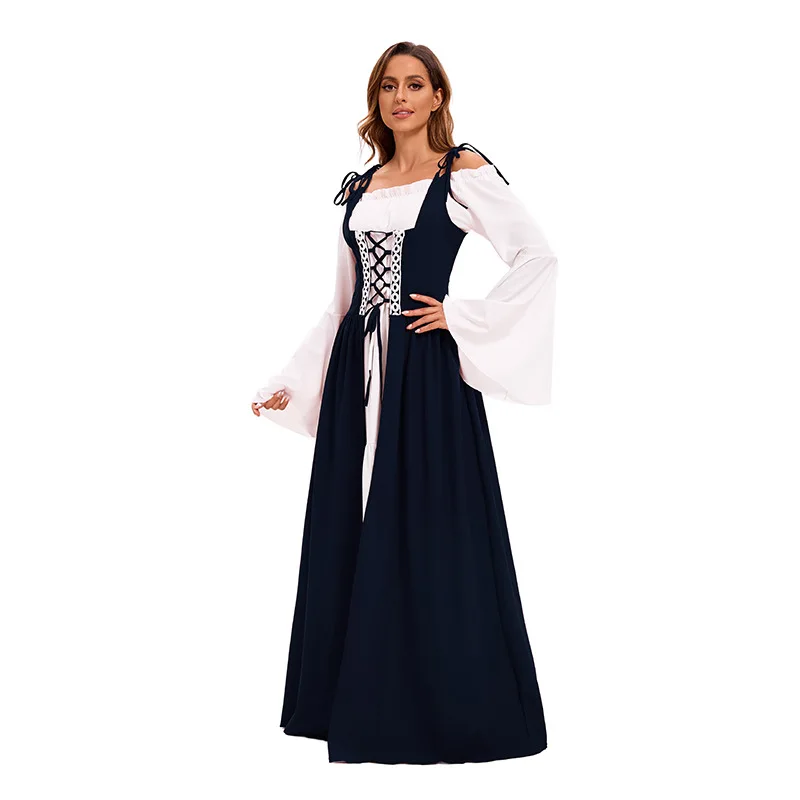 Adult loween Par Medieval Costume Vintage Court Queen Long Dr Stage Performance Outfit Ele Women's Traditional Cl...