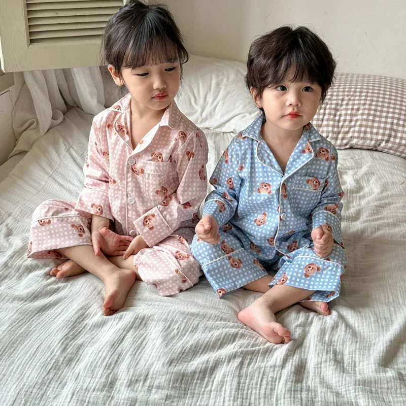 2024 Spring Kids Pajamas sets Boys cartoon dot Home Wear Girls fashion casual Loungewear