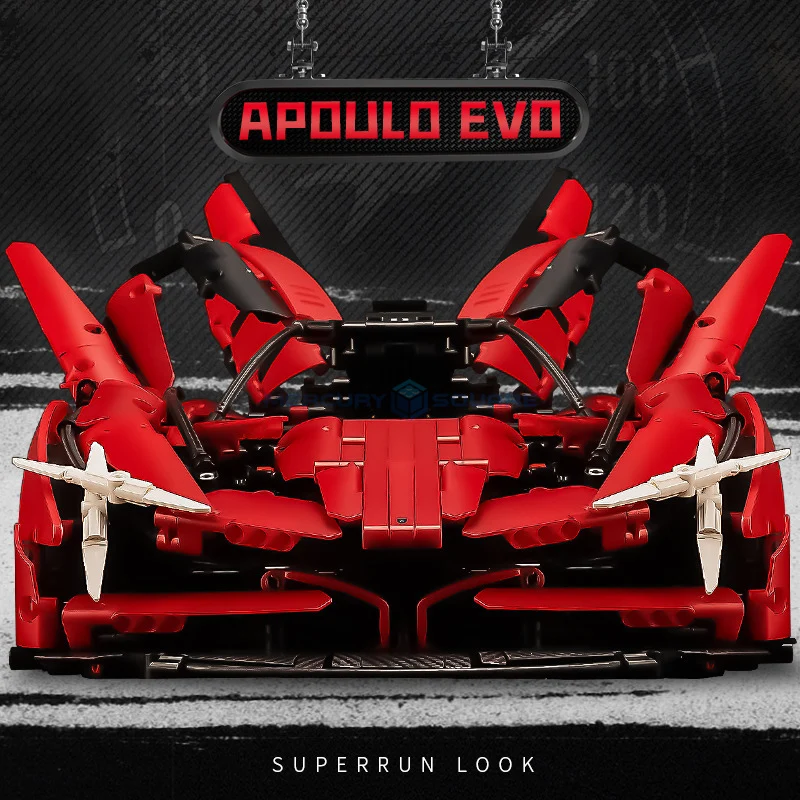 Metallic Red EVO MOC 10519 Racing Sports Car Model Bricks High Tech Vehicle Assembling Building Blocks Toy Kids Adult Boys Gift