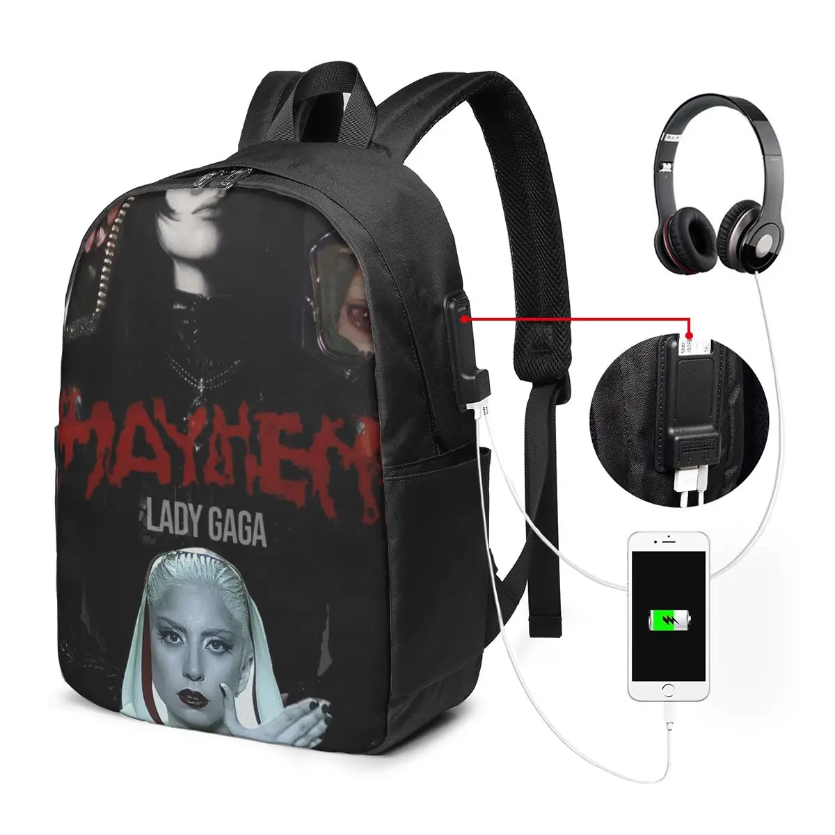 Lady Gaga Mayhem Album Backpack Travel Notebook Bag Computer College Student School Bag Laptop Shoulder Bags for Men Women