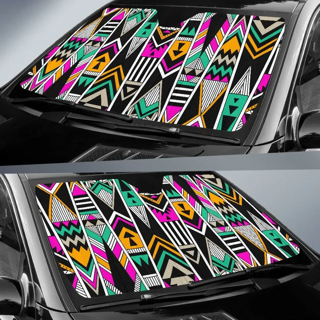 Vintage Tribal Aztec Pattern Print Car Sun Shade