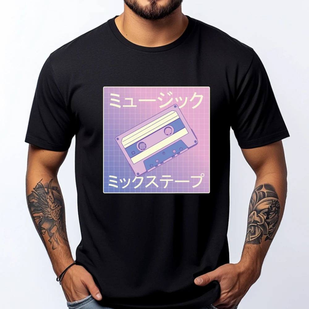 

Vaporvawe Japanese Pink Cassette Manga Lover Mens Graphic Tshirts Student Tee Shirt Men Valentines Day