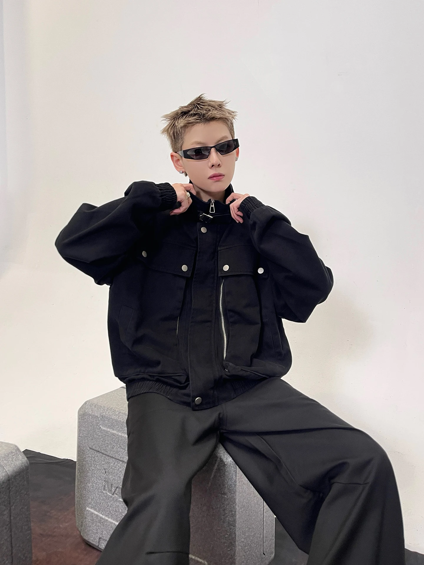 

Heavyweight American Vintage Workwear Jaet Men's Trendy Cotton ort Boxy Top with Large kets Retro Utili Outerwear