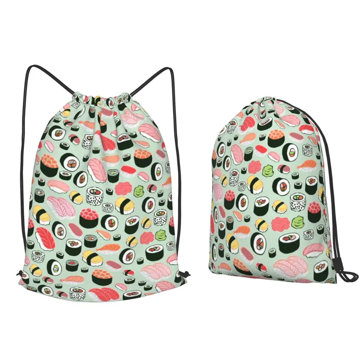 Mochilas con patrón de dibujos animados de arroz, Nori, Sushi, Oni, Onigiri, bolsas informales con cordón, bolsas para artículos diversos, bolsas para libros, para viajes y escuela