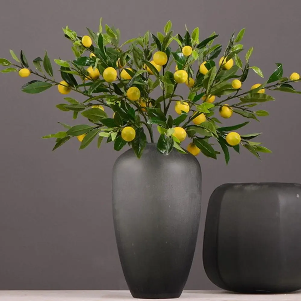 

Flower Arrangement Luxury Artificial Lemon Branch Plastic Elegant Simulation Fruit Tree Handmade Fake Plants Home Garden