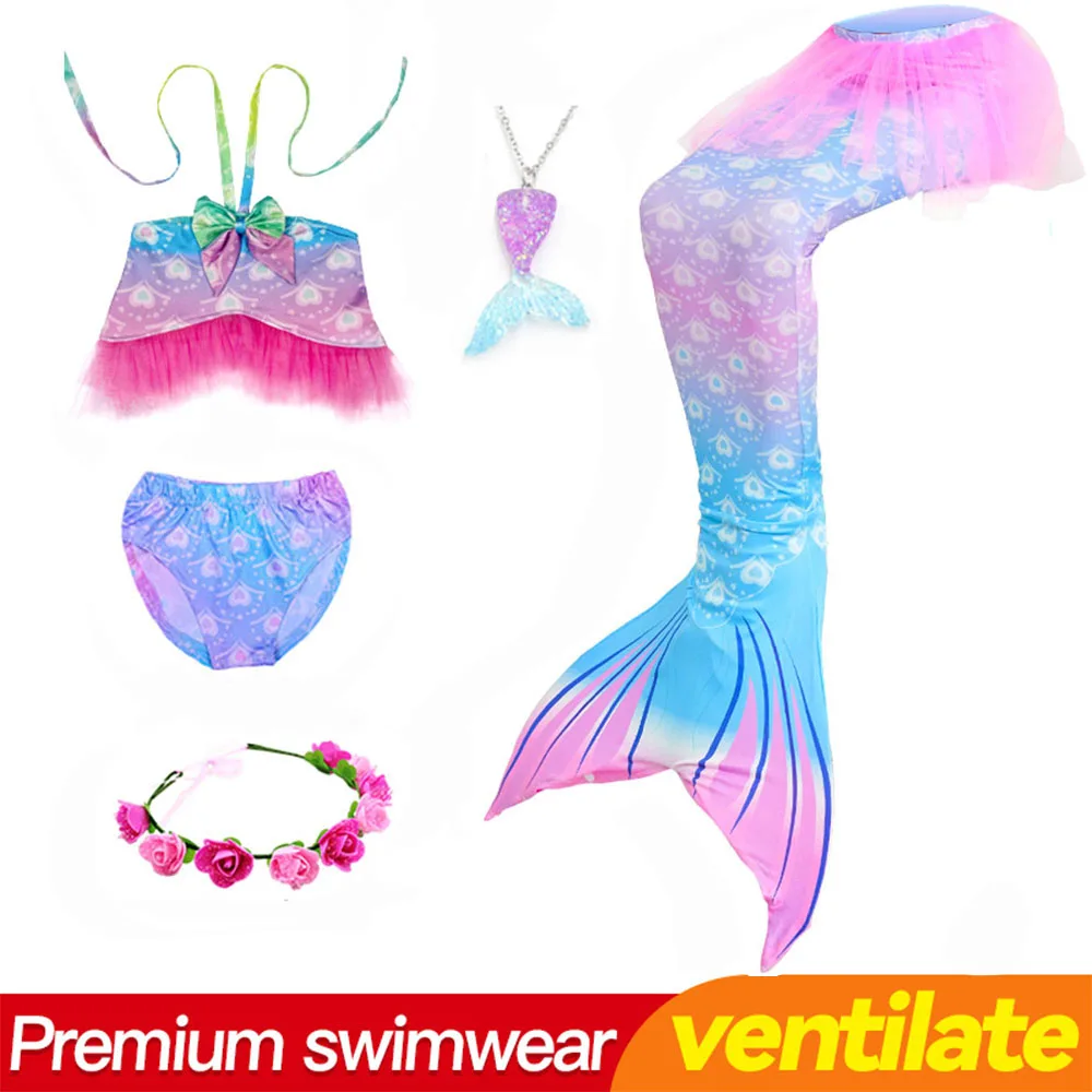 Kleine Meerjungfrau Schwanzkostüm Ariel Meerjungfrauenkostüm Mädchen Meerjungfrauen-Cosplay-Kostüm Geburtstagsgeschenk Pool Schwimmen Ohne Flossen