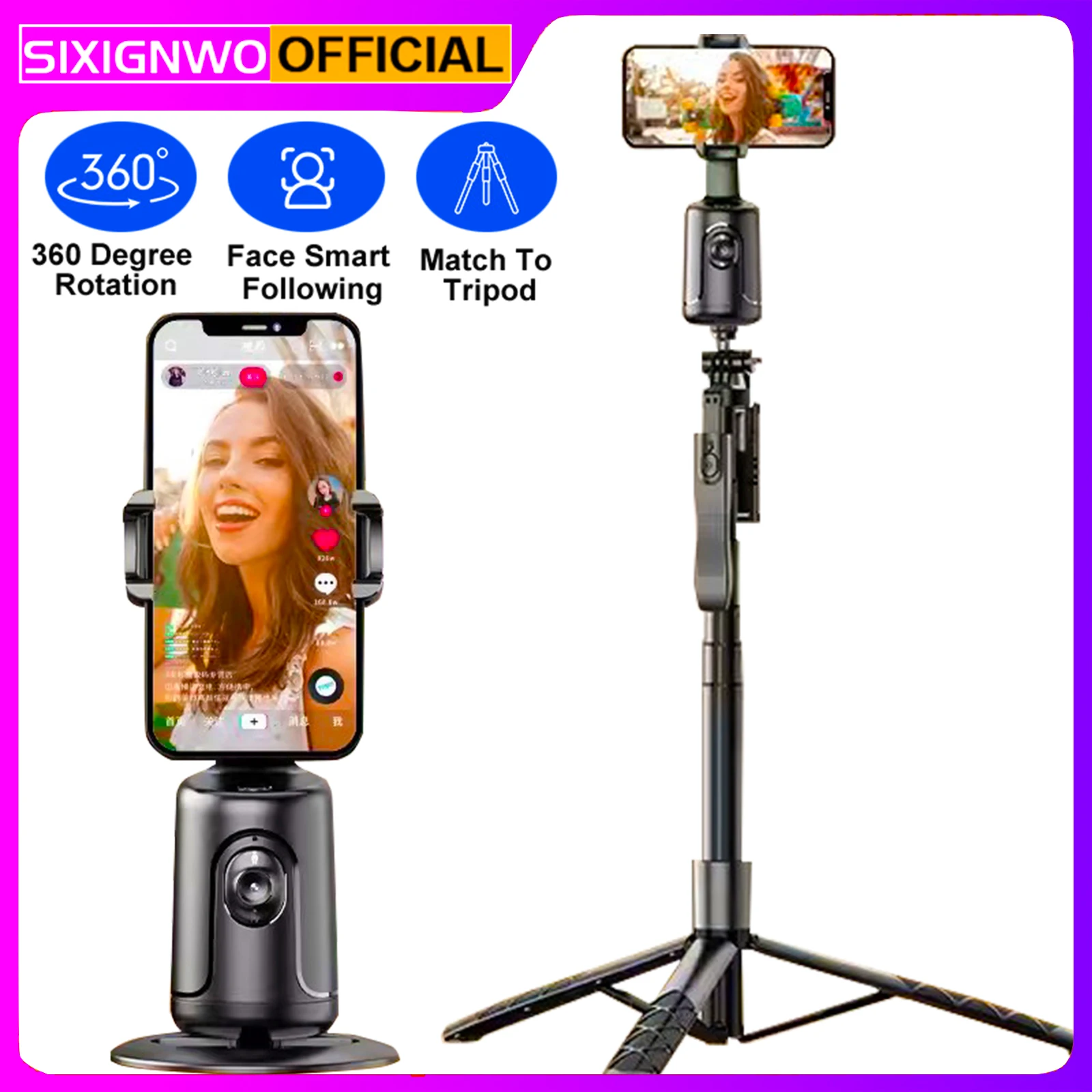 

Auto Face Tracking Gimbal Phone Vlog Live Phone selfie stick Smart holder AI Follow-Up video Vlog Live Gimbal Stabilizer Tripod