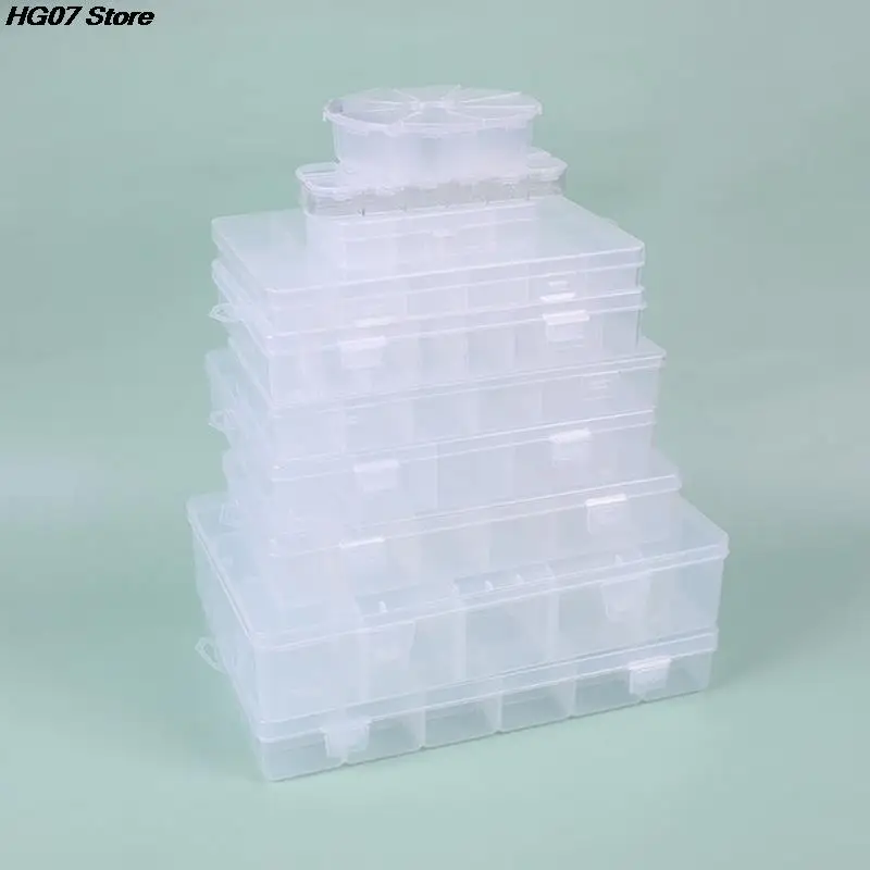 Practical 24 Grid Compartment Plastic Transparent Storage Box Jewelry Earring Bead Screw Holder Case Display Organizer Container
