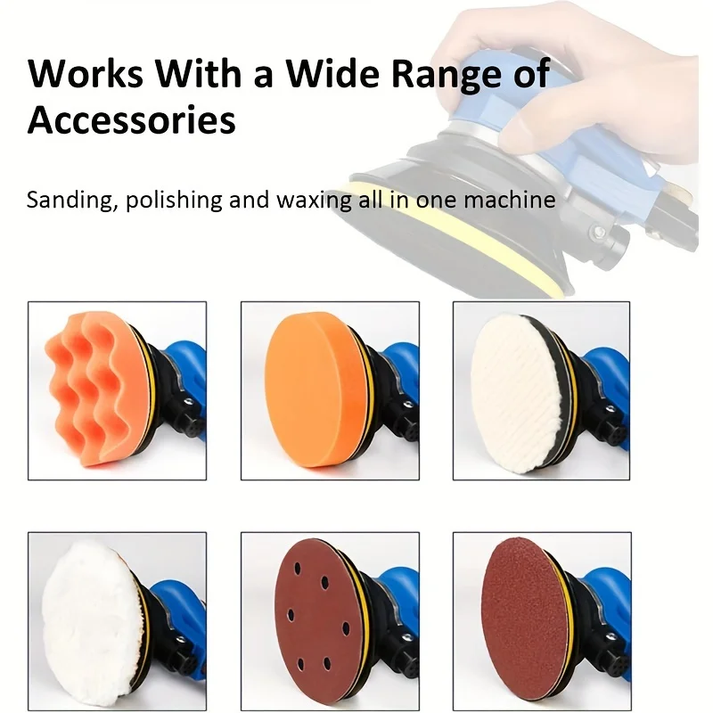 1pc Portable Pneumatic Sander - Compact One-Hand Operation with Adjustable Speed & Noise-Reducing Exhaust