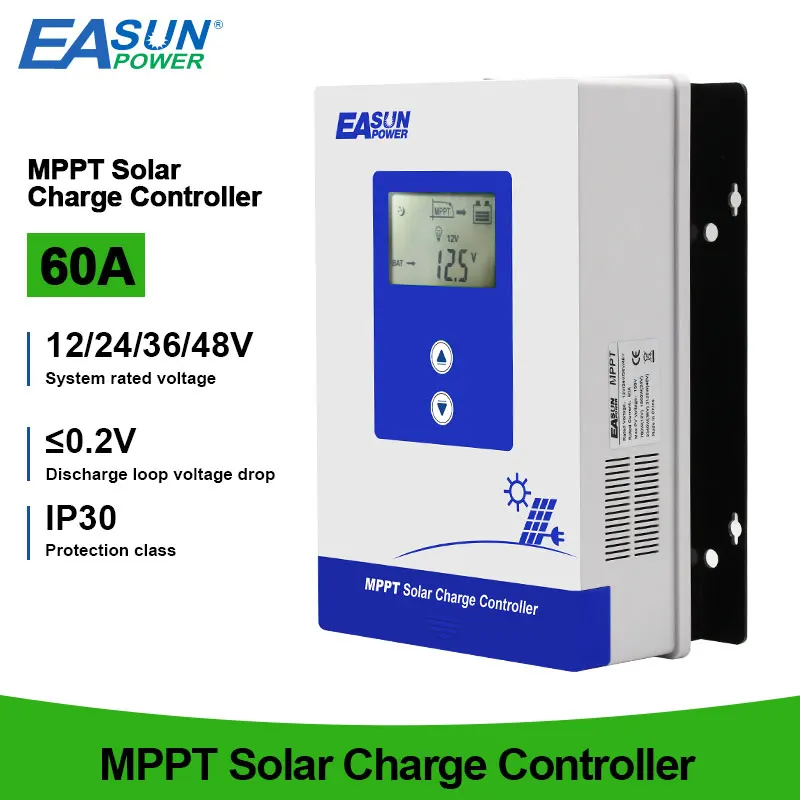 Easun POWER 60A MPPT Solar Charge Controller 12V 24V 36V 48V Auto Battery Solar Regulator Solar Panel For Max 150VDC Input