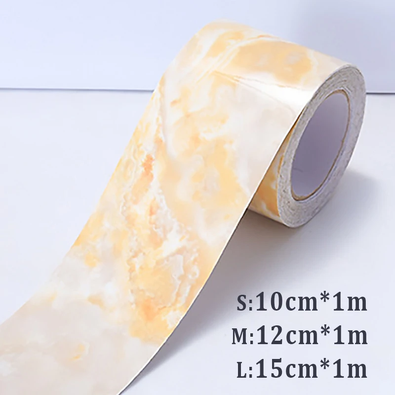 1m*15cm Self-adhesive Baseboard Sticker Wall Bathroom Border Tape Kitchen Living Room Floor Sticker Waterproof Wear-resistant