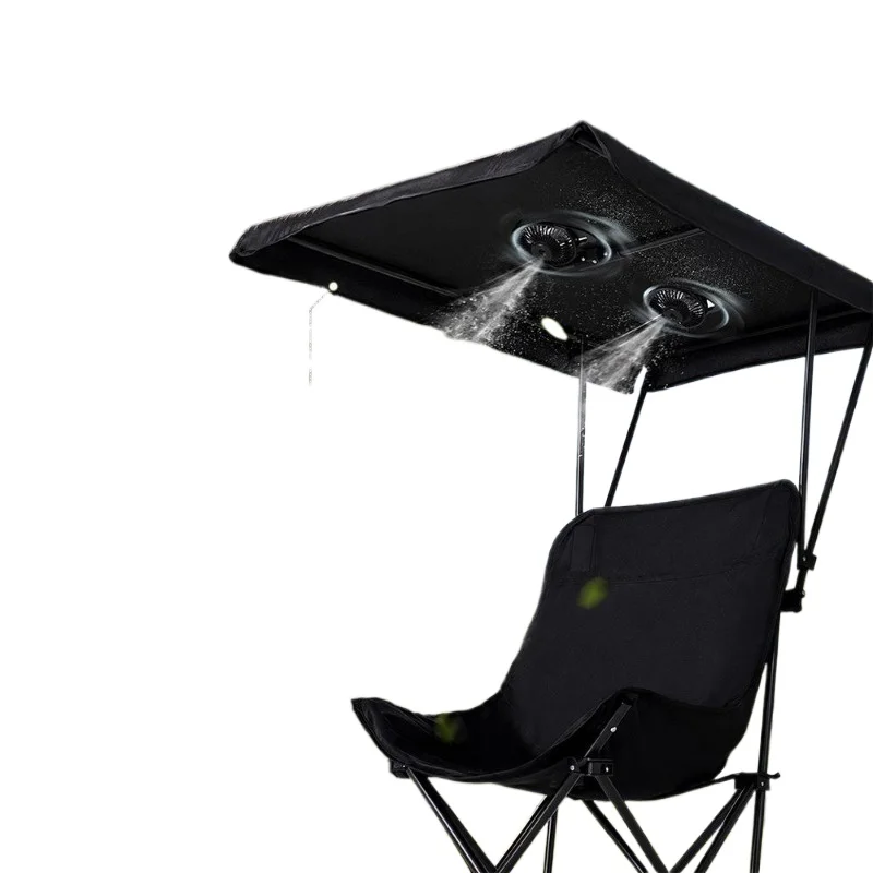 Multifunctional sunshade chair, casual and lightweight moon chair, solar fan spray chair portable