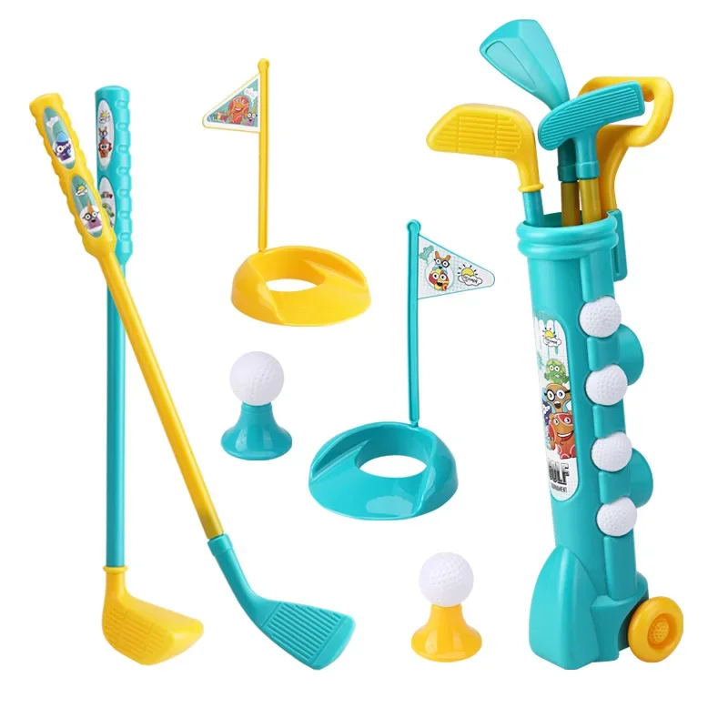 Unisex Summer Outdoor Sport Equipment Toy Golf Sets Parent-Child Interactive Plastic Golf Club Ball Holes Tees Backyard Fitness