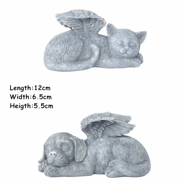 Resin Angel Dog Cat Statue Garden Decor Puppy Tombstone Sculpture Ornaments Gifts for Yard Home Decoration