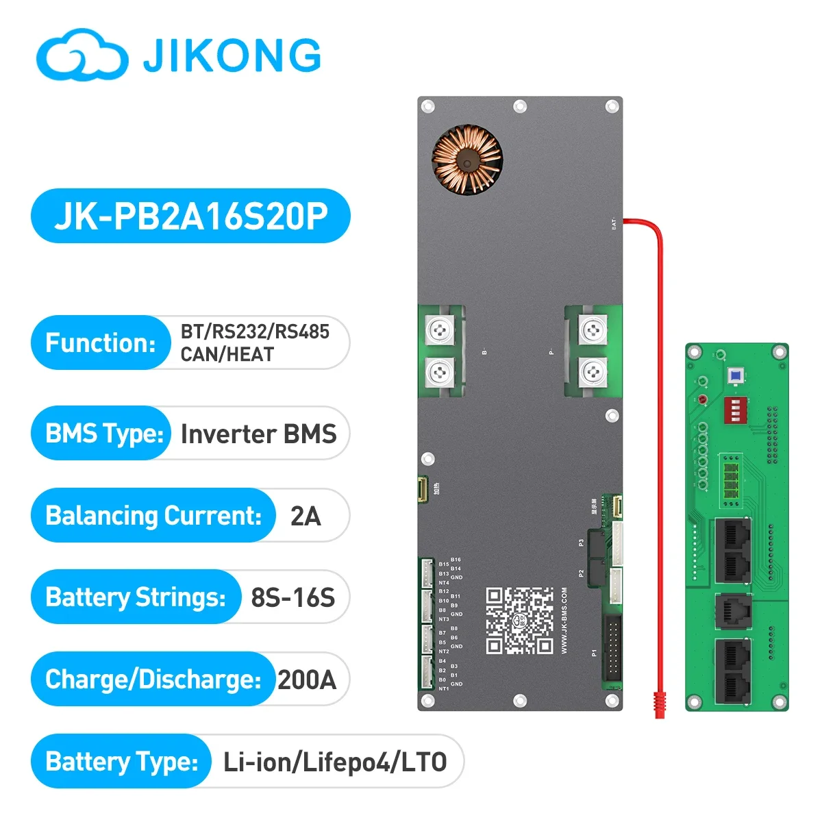 EU STOCK JK Smart BMS 48V 16S 200A Family Energy Storage Lifepo4/Li-ion/LTO Home energy storage Inverter BMS 2A Active Balance