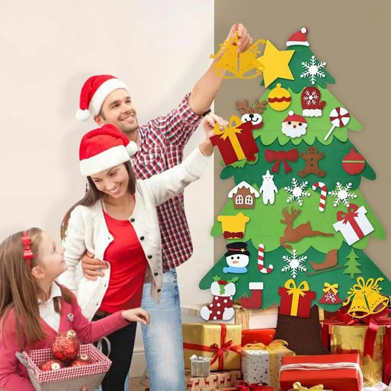 DIYFelt Christmas Tree Christmas Decoration for Home Navidad 2025 New Year Christmas Ornaments Santa Claus Xmas Kids Gifts