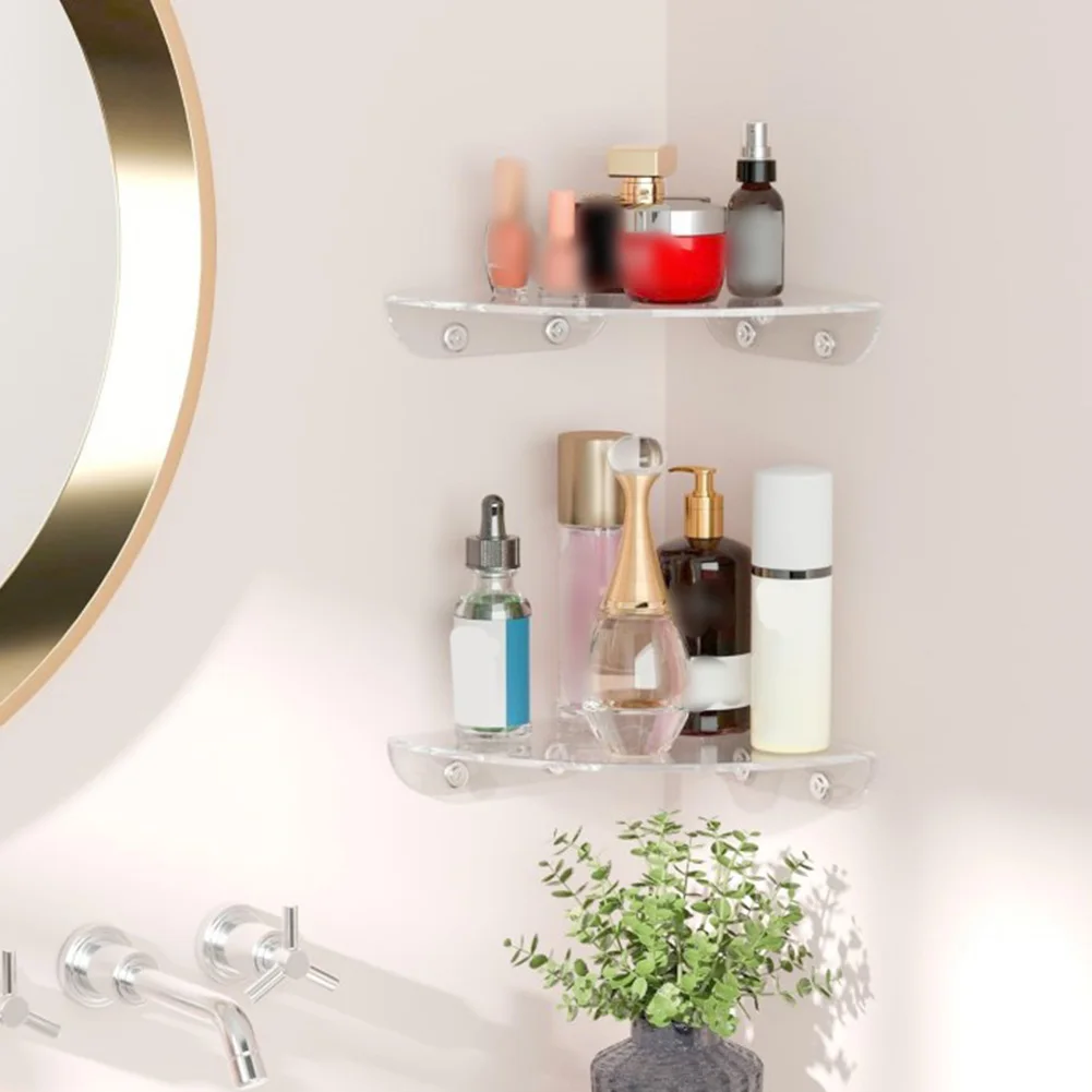 Colorful Corner Shelf Set Of 2 Iridescent Floating Wall Mounted Storage Organizer For Bathroom Toilet Kitchen Room Decor