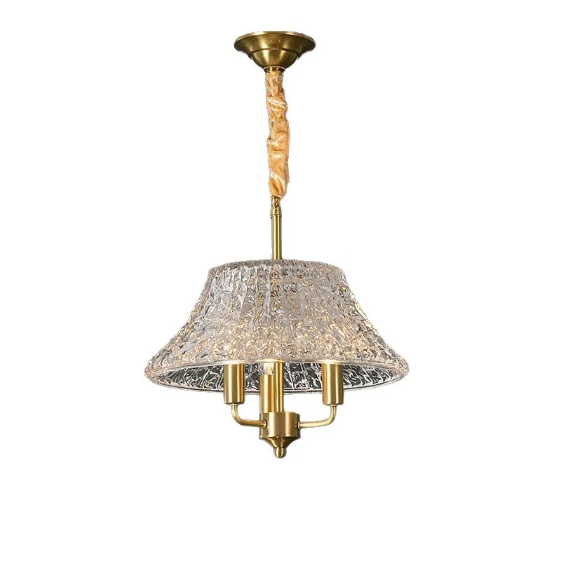 

Water pattern glass French small chandelier American light luxury retro restaurant bar counter antique crystal lamp