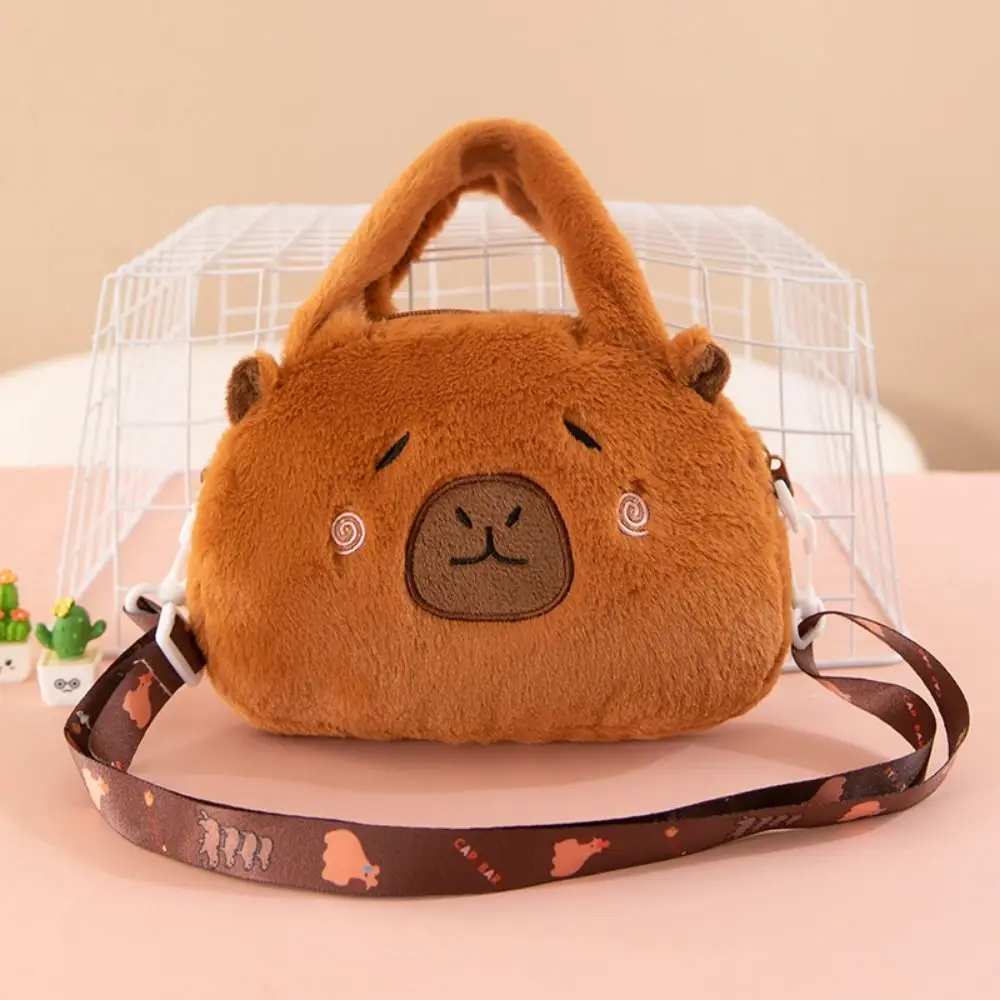 Plush Capybara Capybara Plush Handbag Large Capacity Animal Cartoon Capybara Crossbody Bag Cute Stuffed Cartoon Shoulder Bag