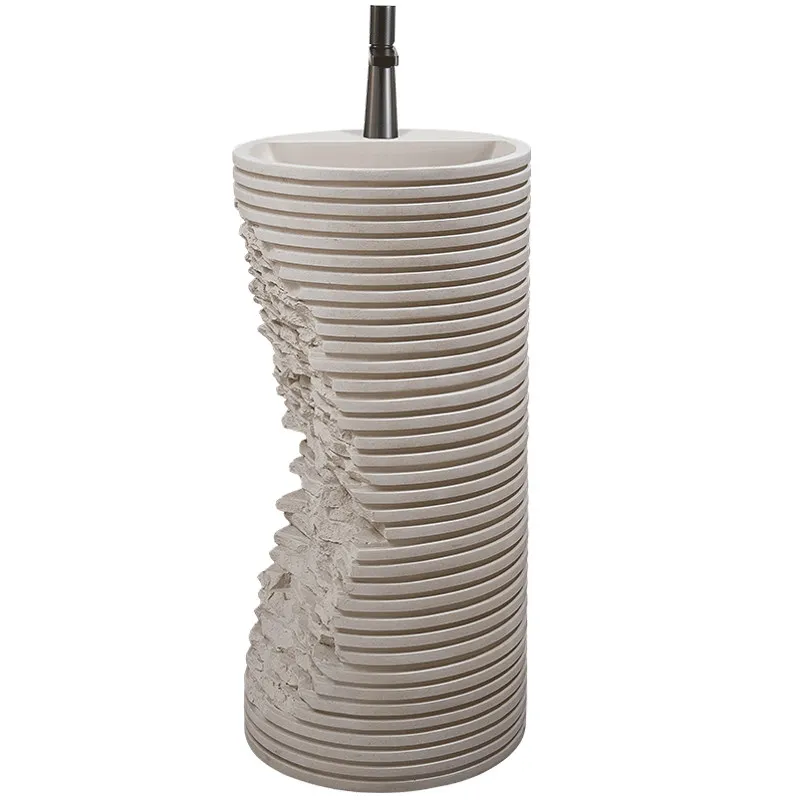 Japanese wabi-sandy wind personalized wash basin floor-to-ceiling washbasin creative homestay pillar basin