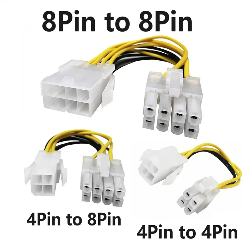 Cpu Power Cable ATX 4 Pin to 4 Pin 8 Pin Cpu Power Cable 8 Pin to 8 Pin Male to Female Cord Adapter CPU Supply Converter Cable