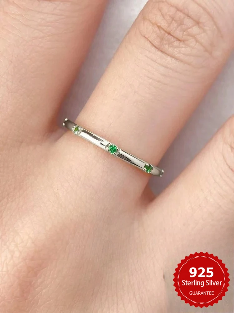 925 فضة الزركون الخيزران المشتركة المألوف خاتم بسيط للنساء المشاركة الزفاف الفاخرة عالية الجودة غرامة مجوهرات