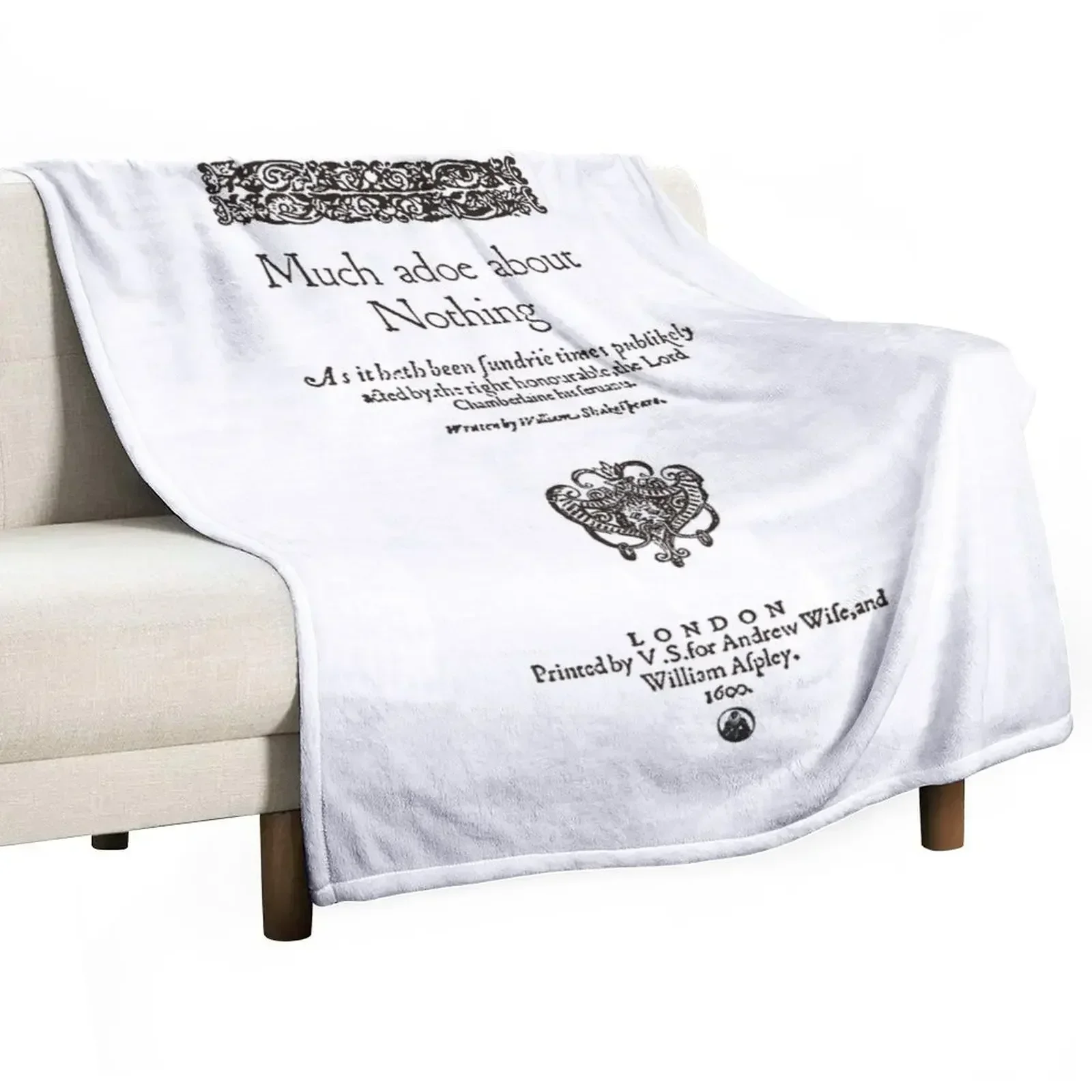 New Shakespeare Much Ado About Nothing Frontpiece - Simple Black Version Throw Blanket Cute Blankets