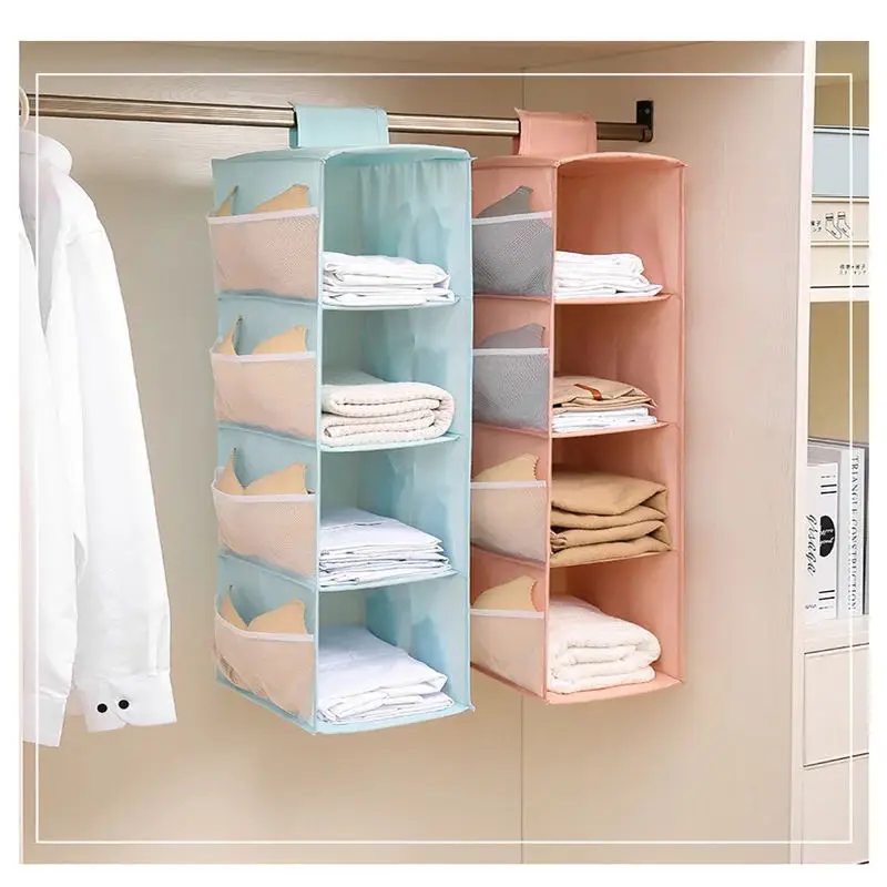 Hanging Wardrobe Organizer, Foldable Bedroom Organizer for Bras, Underwear, Socks and Accessories - Space Saving Installation