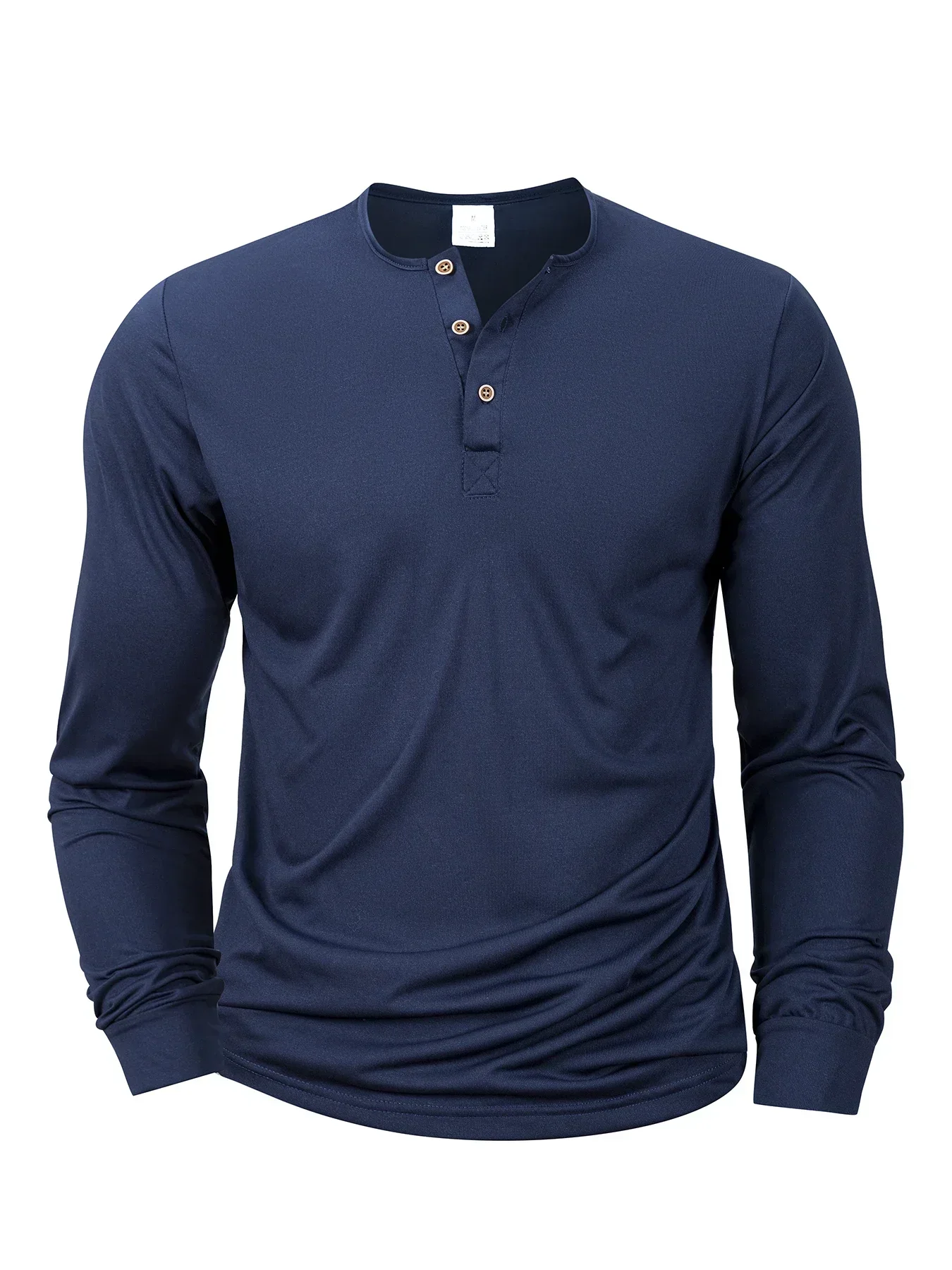 Frühling Herbst Henley Neck T-Shirt Männer Grundlegende Atmungsaktive männer Langarm Tops T-shirts Casual Einfarbig Taste Shirts S-XXXL – Detail 7