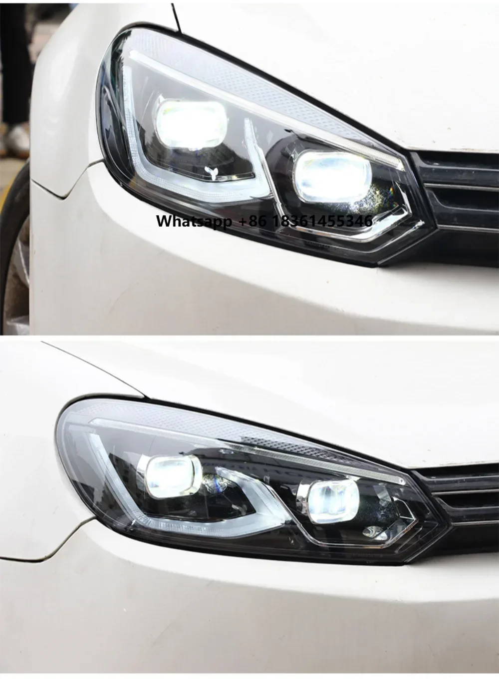 

Pair of Car Full Led Headlight assembly For golf 6 DRL daytime running light turn signal headlamp