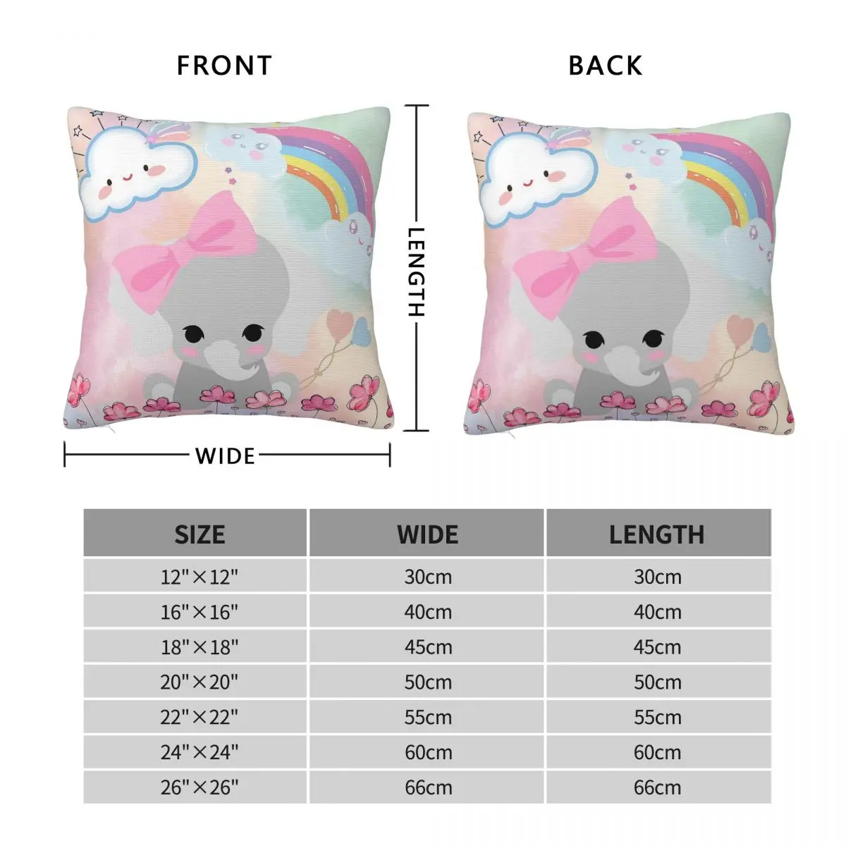Elephant Dreams & Baby Beams Square Pillowcase Polyester Linen Velvet Printed Zip Decor Room Cushion Cover 45x45