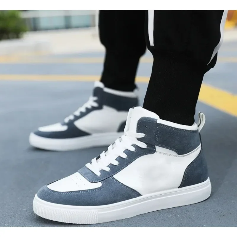 Zapatos de skate para hombre, zapatos ligeros y transpirables de caña alta, 47 zapatillas planas con cordones, Tenis masculinos de viaje blancos Unisex 48